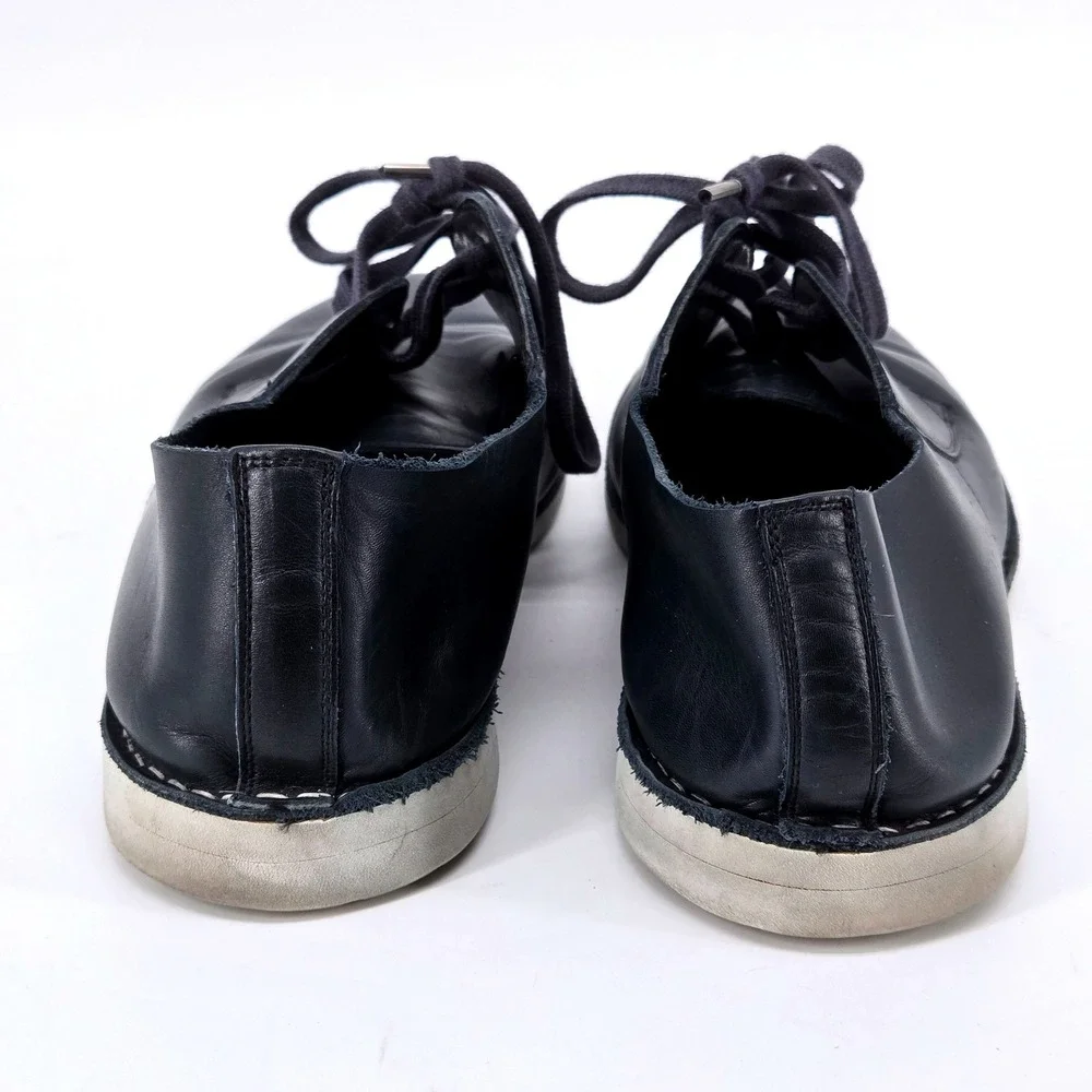 Rocco P Mens 9 Dark Blue Leather Wear Light Sole Handcrafted Italian Derby Shoes